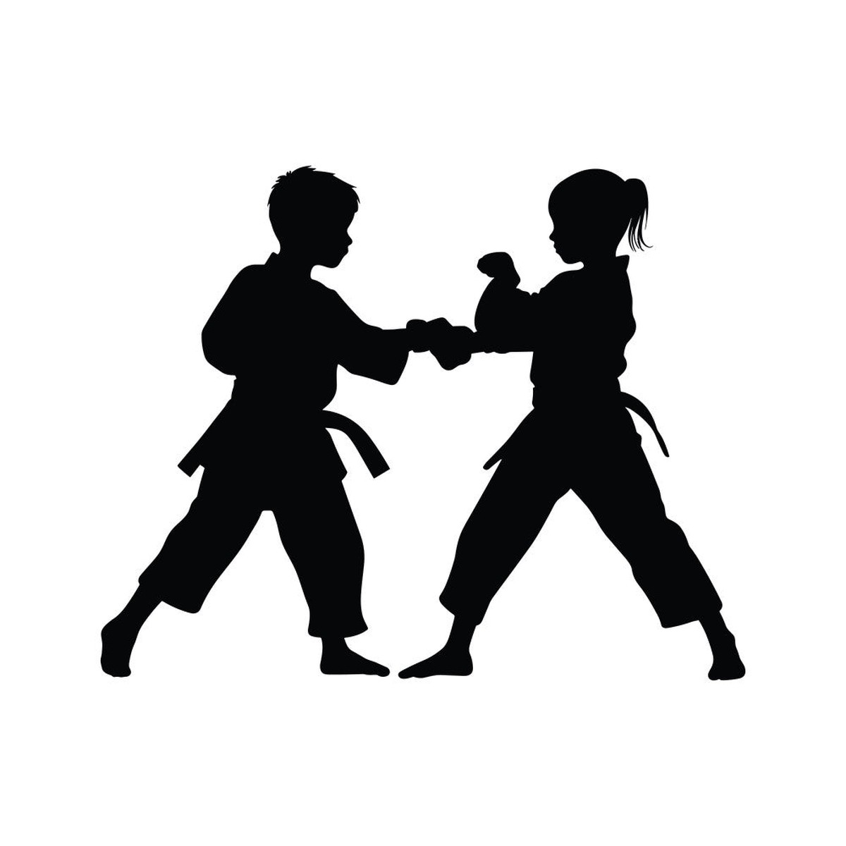 Karate Silhouette Fabric Panel 1