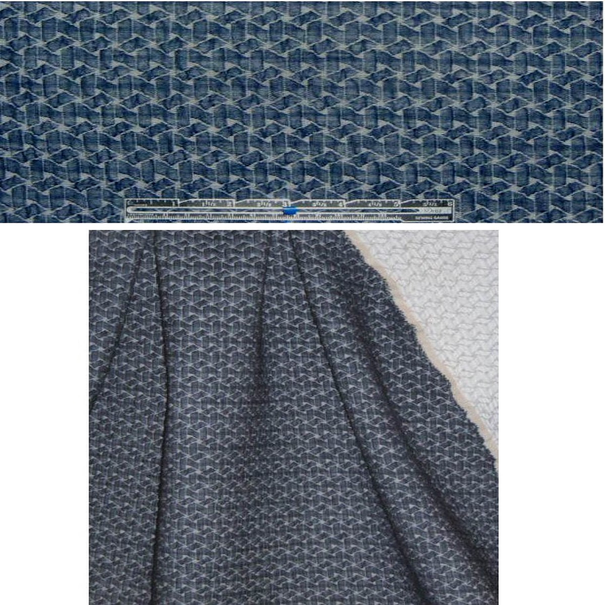 Derek L. navy/natural 'basket' textured stretch matelasse