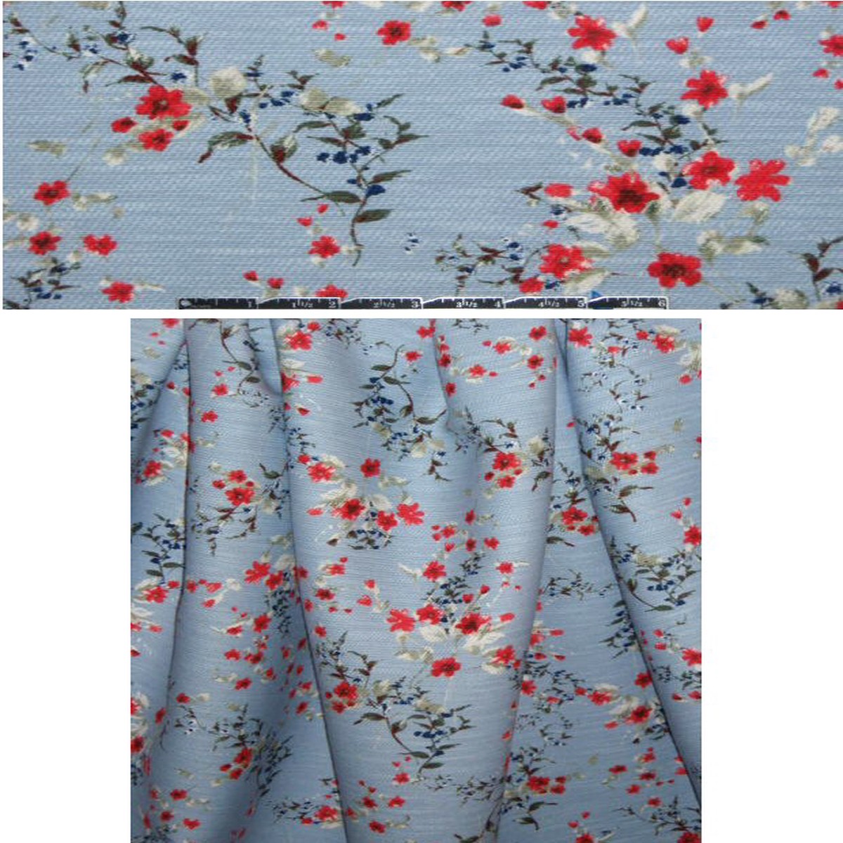French textured cotton over-printed floral woven