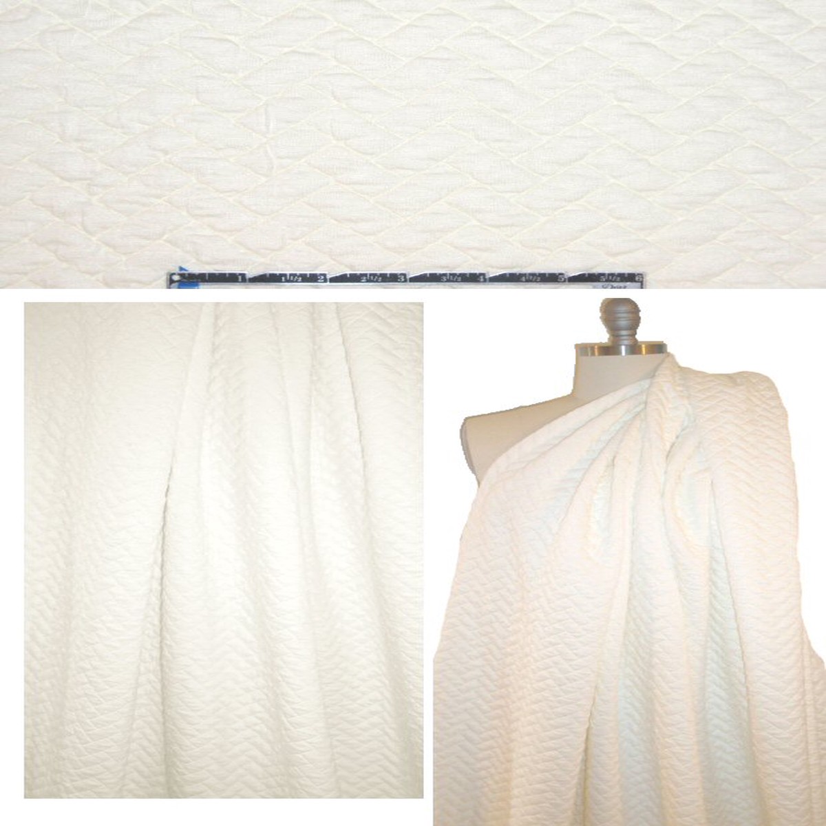 Italian 'quilted' bricklayer 3-ply knit - ivory