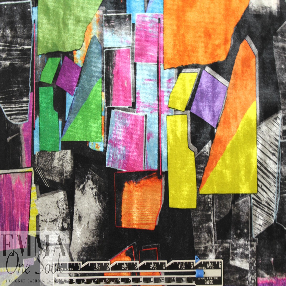 '3-D cubist' printed velvet knit