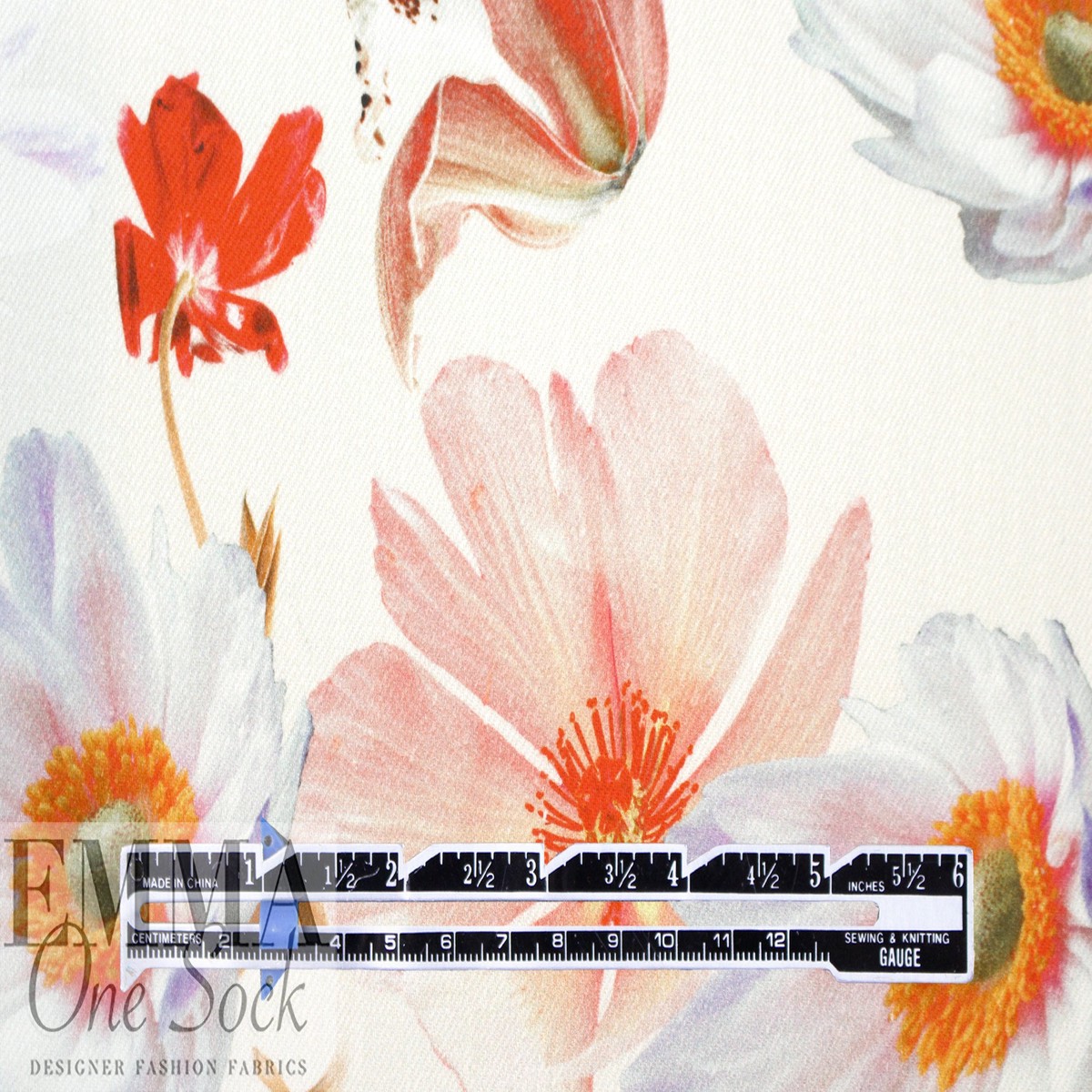 'blooming flowers' stretch cotton twill