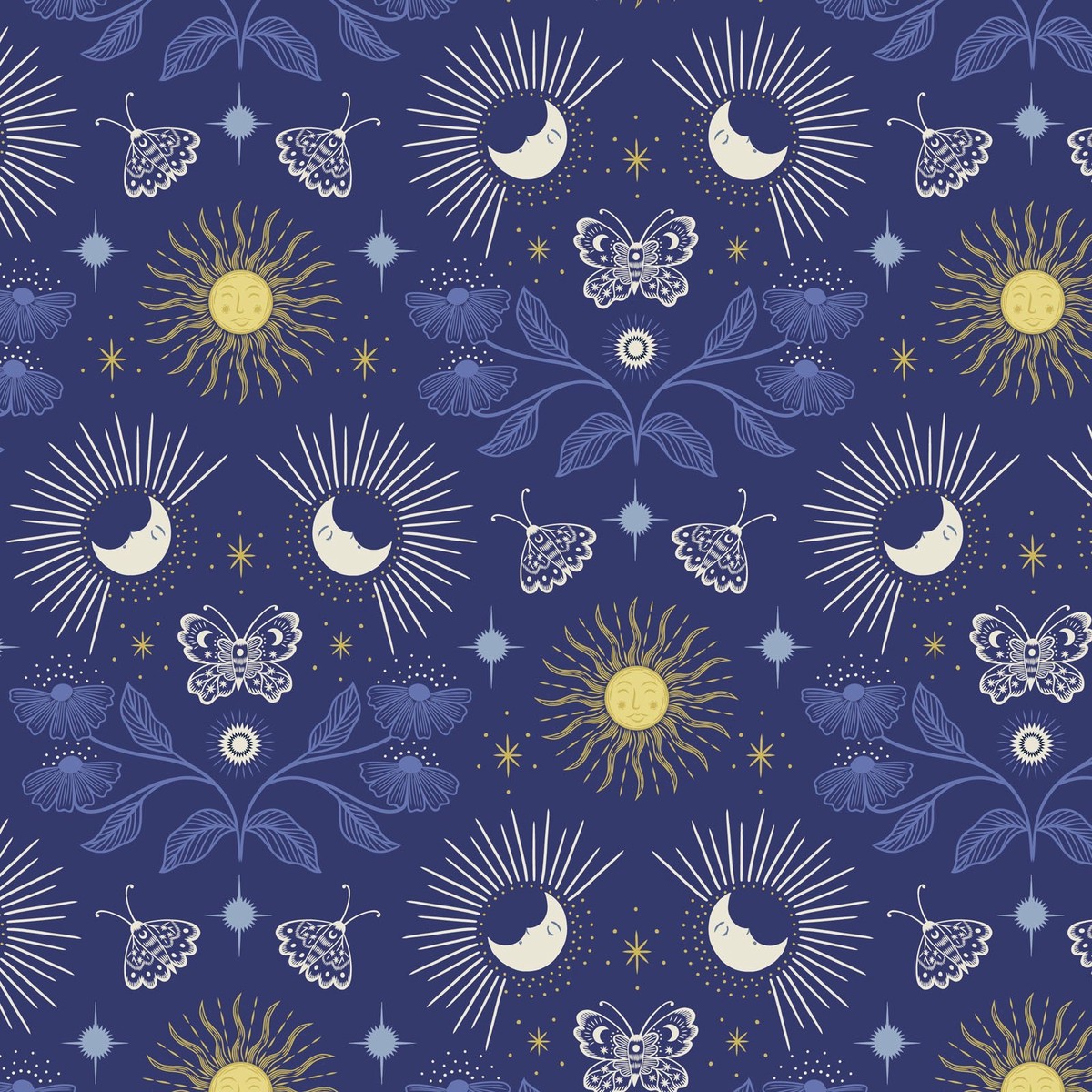Celestial by Lewis and Irene - Garden in Blue Metallic