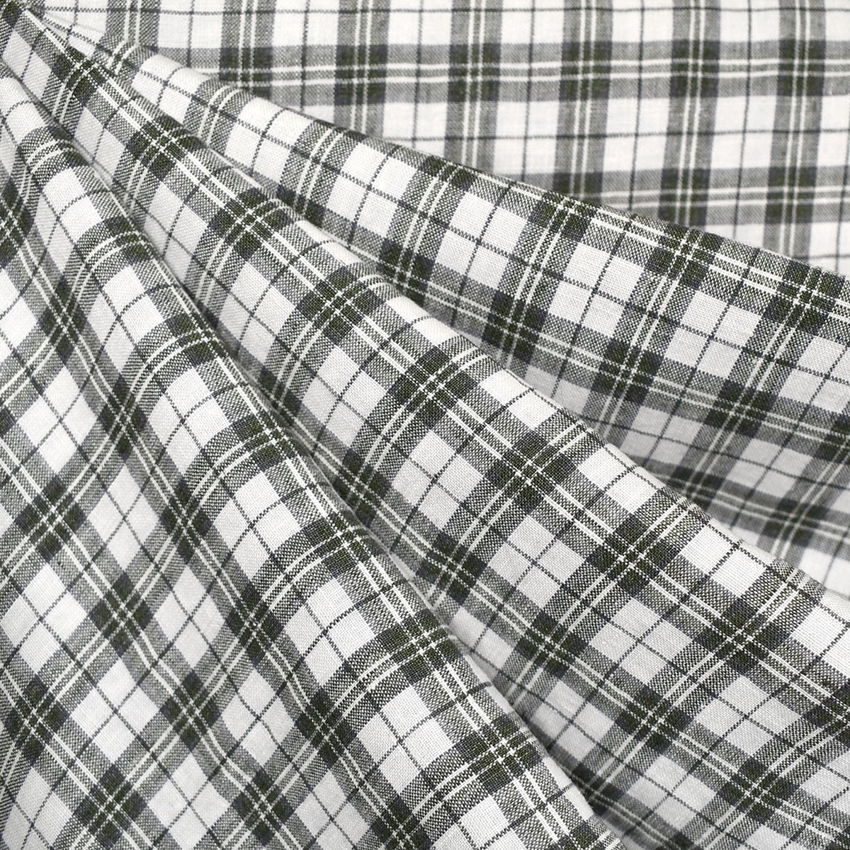 Tonal Plaid Irish Linen Shirting Charcoal/Black