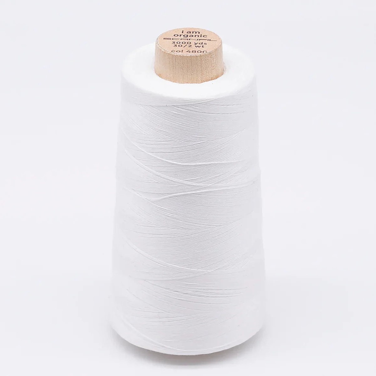 White Organic Cotton Sewing Thread Cone - 3000 yards 30/2